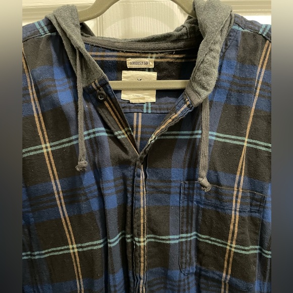 American Eagle Seriously Soft Classic Fit Button-Down Hooded sweatshirt 2XL XXL - Picture 3 of 5